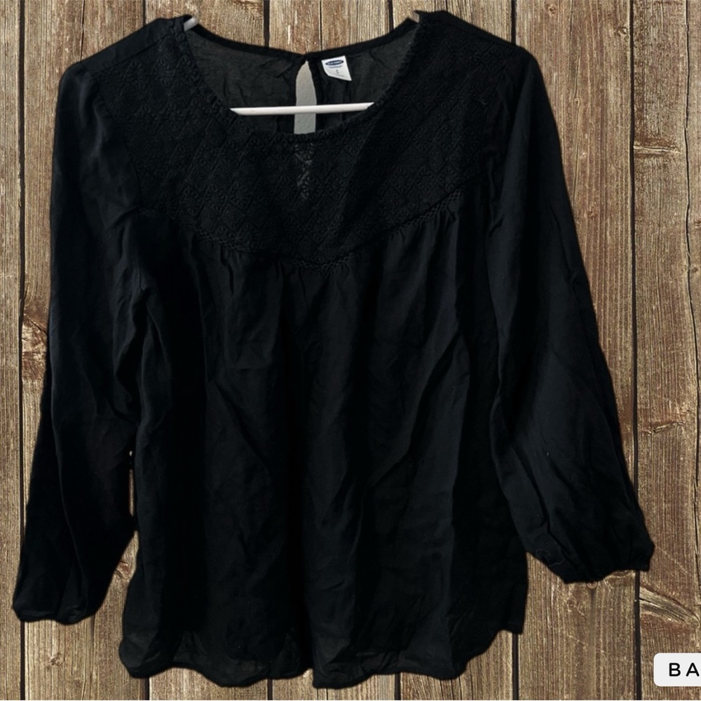 Old Navy Black 3/4 sleeve top cotton no stretch size small